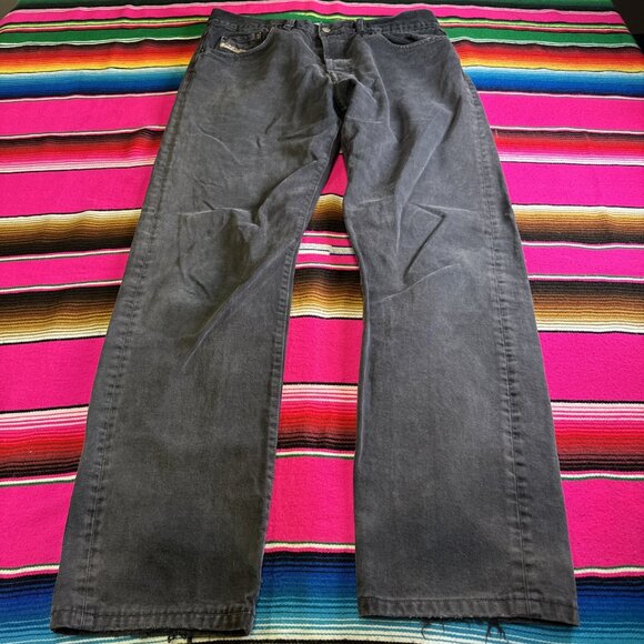 VTG Diesel Jeans Mens 36; Fit 33x32 Grey Black Straight Leg Button Fly Italy - Picture 2 of 14